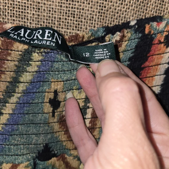 Women's Lauren Ralph Lauren Multicolor Ruched Waist Tiered Skirt Size 12 EUC - Picture 5 of 7